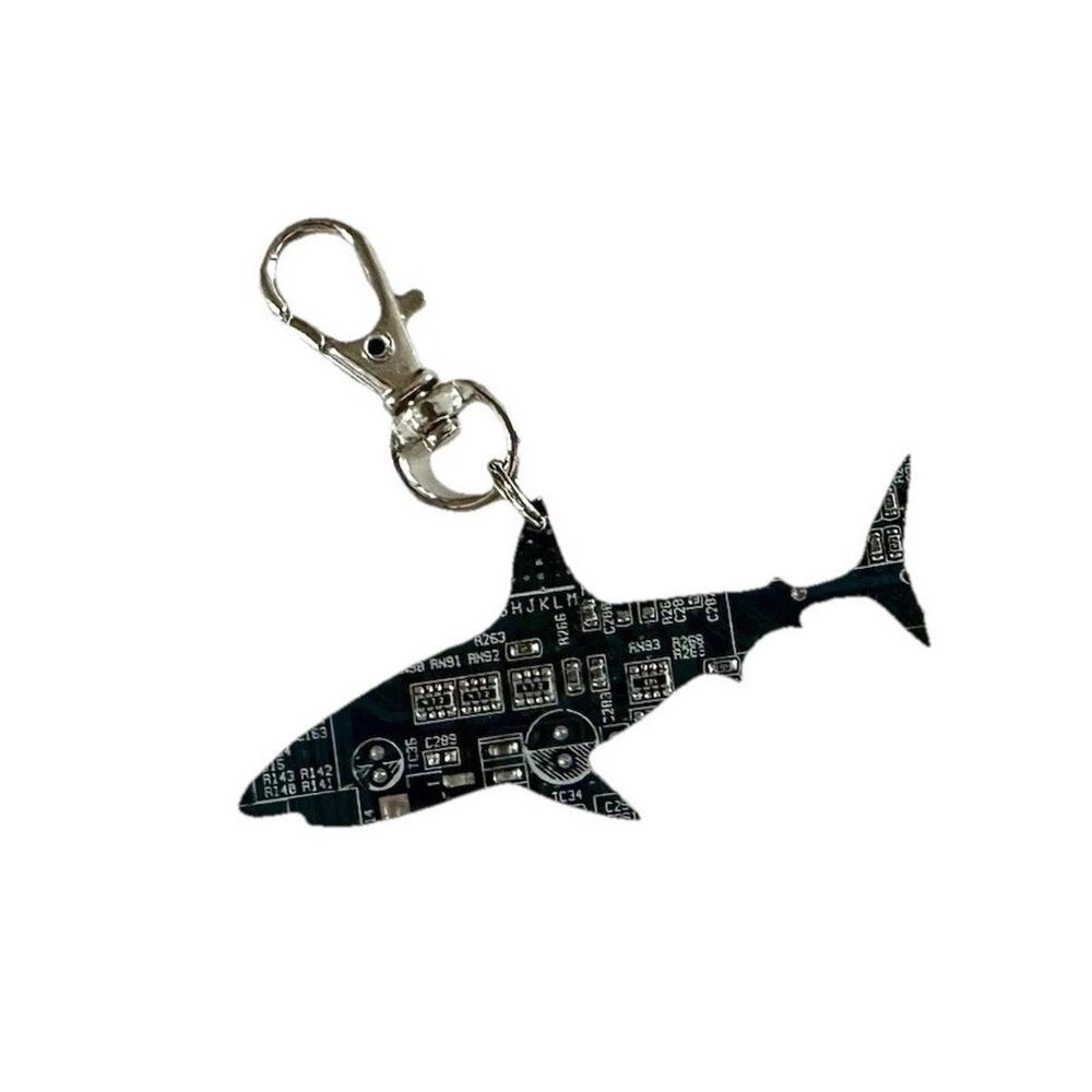 Recycled Circuit Board Shark Key Chain or Bag Tag-New in Box